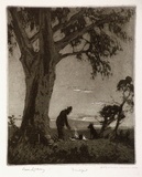 Artist: LINDSAY, Lionel | Title: Breakfast | Date: 1923 | Technique: softground etching and aquatint, printed in black ink, from one plate | Copyright: Courtesy of the National Library of Australia