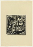 Artist: Ratas, Vaclovas. | Title: The house | Date: 1948 | Technique: woodcut, printed in black ink, from one block