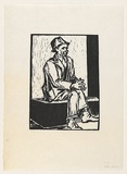Artist: Groblicka, Lidia | Title: The model. | Date: 1954 | Technique: woodcut, printed in black ink, from one block
