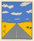 Artist: b'Without Authority.' | Title: b'Road and kangaroo' | Date: 1978 | Technique: b'screenprint, printed in colour, from five hand-cut ulano stencils and one direct photo stencil' | Copyright: b'Courtesy of the artist'