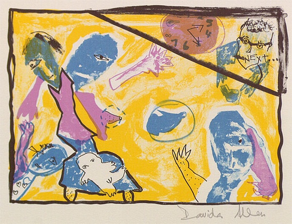 Artist: b'Allen, Davida' | Title: b'All of my life is leaking away' | Date: 1991, July - September | Technique: b'lithograph, printed in colour, from multiple stones' Artist: b'Allen, Davida' | Title: b'All of my life is leaking away' | Date: 1991, July - September | Technique: b'lithograph, printed in colour, from multiple stones'
