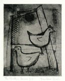 Artist: Brash, Barbara. | Title: The chicken house. | Date: c.1955 | Technique: softground etching, printed in brown ink from one plate