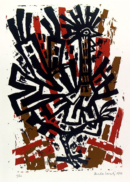 Artist: b'Laverty, Ursula.' | Title: b'no title [Rooster].' | Date: 1963 | Technique: b'screenprint, printed in colour inks, from three stencils'