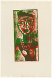 Artist: HANRAHAN, Barbara | Title: Woman | Date: c.1963 | Technique: linocut, printed in colour, from two blocks