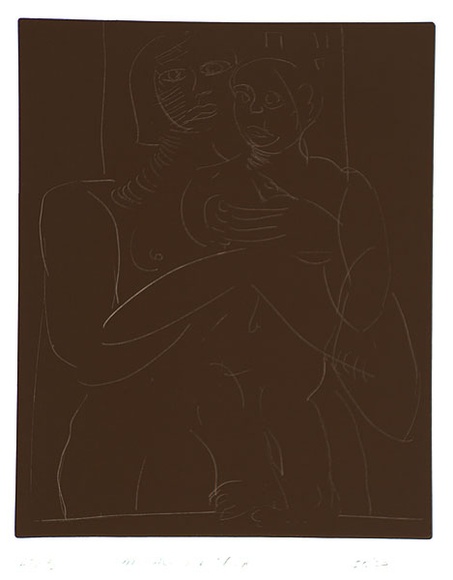 Artist: b'Furlonger, Joe.' | Title: b'Madonna and child (no.1)' | Date: 1989 | Technique: b'etching, printed in black ink, from one plate' Artist: b'Furlonger, Joe.' | Title: b'Madonna and child (no.1)' | Date: 1989 | Technique: b'etching, printed in black ink, from one plate'