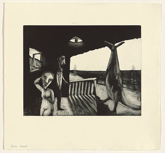 Artist: b'Shead, Garry.' | Title: b'Envoy' | Date: 1994 | Technique: b'etching and aquatint, printed in black ink, from one plate' | Copyright: b'\xc2\xa9 Garry Shead' Artist: b'Shead, Garry.' | Title: b'Envoy' | Date: 1994 | Technique: b'etching and aquatint, printed in black ink, from one plate' | Copyright: b'\xc2\xa9 Garry Shead'
