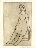Artist: Brash, Barbara. | Title: (Seated woman). | Date: 1950s | Technique: etching, printed in brown ink with plate-tone, from one plate