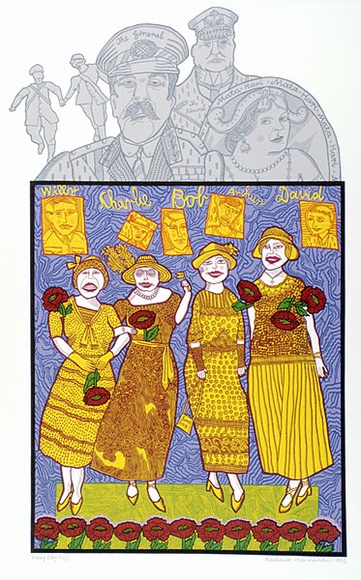 Artist: b'HANRAHAN, Barbara' | Title: b'Poppy Day' | Date: 1982 | Technique: b'screenprint, printed in colour, from 10 stencils' Artist: b'HANRAHAN, Barbara' | Title: b'Poppy Day' | Date: 1982 | Technique: b'screenprint, printed in colour, from 10 stencils'