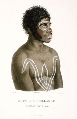 Title: Nouvelle Hollande. Y-Erren-Gou-La-Ga | Date: 1807 | Technique: engraving, printed in black ink, from one copper plate, hand-coloured
