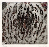 Artist: b'Shearer, Mitzi.' | Title: b'Long ago and far away' | Date: 1979 | Technique: b'etching, drypoint, printed in black ink, from one  plate, hand-coloured'