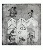 Artist: b'Shearer, Mitzi.' | Title: b'Triptych' | Date: 1981-84 | Technique: b'etching, printed in black, with plate-tone, from one plate'