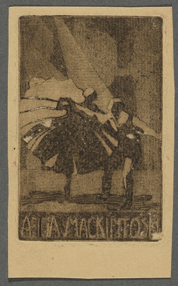 Artist: b'Coleman, Constance.' | Title: b'Bookplate: Anna Mackintosh.' | Technique: b'aquatint and etching, printed in brown ink with plate-tone, from one plate' Artist: b'Coleman, Constance.' | Title: b'Bookplate: Anna Mackintosh.' | Technique: b'aquatint and etching, printed in brown ink with plate-tone, from one plate'