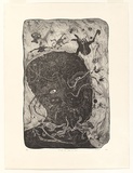 Artist: Hayward Pooaraar, Bevan. | Title: Through the mists of time | Date: 1990 | Technique: lithograph, printed in black ink, from one stone