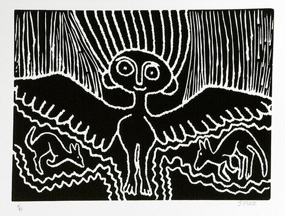 Artist: b'Pike, Jimmy.' | Title: b'Mangkaja' | Date: 1985 | Technique: b'screenprint, printed in black ink, from one stencil' Artist: b'Pike, Jimmy.' | Title: b'Mangkaja' | Date: 1985 | Technique: b'screenprint, printed in black ink, from one stencil'