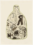 Artist: Watson, Jenny. | Title: The bottled memories | Date: 1988 | Technique: etching, aquatint, liftground and roulette, printed in brown ink with plate-tone, from one zinc plate; hand-coloured