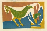 Artist: Brash, Barbara. | Title: (Bird and plant). | Date: c.1955 | Technique: linocut, printed in colour, from four blocks