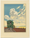 Artist: Thorpe, Hall. | Title: The caravan | Date: c.1925 | Technique: woodcut, printed in colour, from multiple blocks