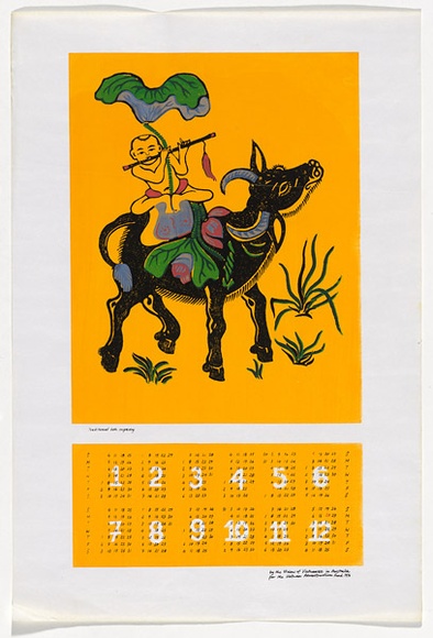 Artist: b'LITTLE, Colin' | Title: b'Calendar: Union of Vietnamese in Australia.' | Date: 1976 | Technique: b'screenprint, printed in colour, from multiple stencils' Artist: b'LITTLE, Colin' | Title: b'Calendar: Union of Vietnamese in Australia.' | Date: 1976 | Technique: b'screenprint, printed in colour, from multiple stencils'