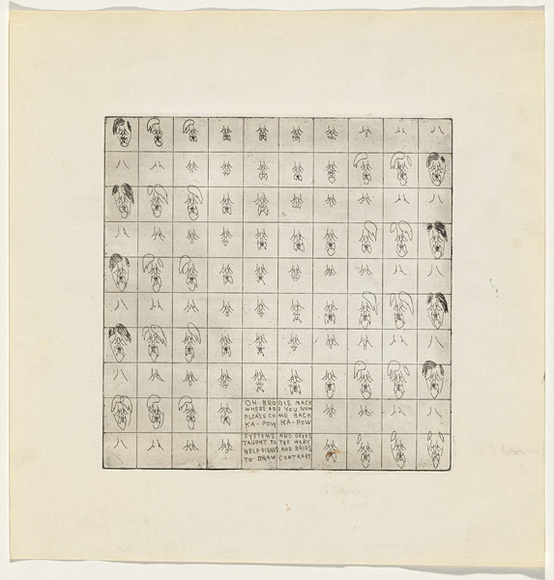 Artist: b'Clements, Bill.' | Title: b'Learn to draw with Brodie Mack...' | Date: c. 1972 | Technique: b'etching, printed in black ink, from one plate' Artist: b'Clements, Bill.' | Title: b'Learn to draw with Brodie Mack...' | Date: c. 1972 | Technique: b'etching, printed in black ink, from one plate'