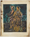 Artist: Armstrong, Ian. | Title: Two figures. | Date: 1958 | Technique: relief-etching, printed in colour, from one  plate