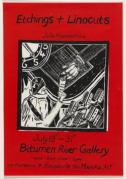 Artist: Higginbotham, Julie. | Title: Etchings and Linocuts - Julie Higginbotham | Date: 1983 | Technique: screenprint, printed in colour, from two stencils
