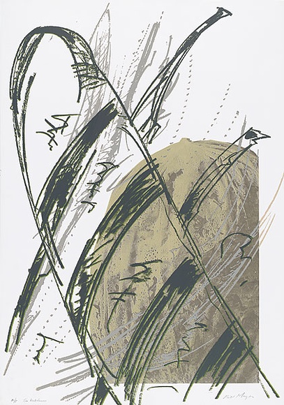 Artist: b'MEYER, Bill' | Title: b'Ein Keiloheinu' | Date: 1986 | Technique: b'screenprint, printed in six colours, from two hand drawn with charcoal on acetate, for photo stencils and one duotone photographic stencil' | Copyright: b'\xc2\xa9 Bill Meyer' Artist: b'MEYER, Bill' | Title: b'Ein Keiloheinu' | Date: 1986 | Technique: b'screenprint, printed in six colours, from two hand drawn with charcoal on acetate, for photo stencils and one duotone photographic stencil' | Copyright: b'\xc2\xa9 Bill Meyer'