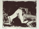 Artist: Fransella, Graham. | Title: Two figures | Date: 1992 | Technique: etching, aquatint and sugarlift, printed in black ink, from one plate | Copyright: Courtesy of the artist