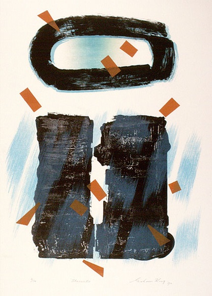 Artist: b'King, Grahame.' | Title: b'Staccato' | Date: 1990 | Technique: b'lithograph, printed in colour, from four stones [or plates]'