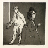 Artist: BALDESSIN, George | Title: Encounter. | Date: 1963 | Technique: etching and aquatint, printed in black ink, from one plate