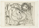 Artist: BOYD, Arthur | Title: Seated lion and potter. | Date: (1968-69) | Technique: etching, printed in black ink, from one plate | Copyright: Reproduced with permission of Bundanon Trust