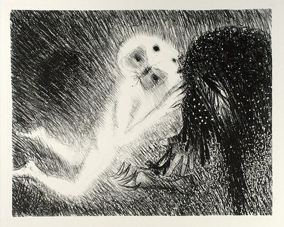 Artist: b'BOYD, Arthur' | Title: b'St Francis kissing the Wolf of Gubbio.' | Date: (1965) | Technique: b'lithograph, printed in black ink, from one plate' | Copyright: b'Reproduced with permission of Bundanon Trust' Artist: b'BOYD, Arthur' | Title: b'St Francis kissing the Wolf of Gubbio.' | Date: (1965) | Technique: b'lithograph, printed in black ink, from one plate' | Copyright: b'Reproduced with permission of Bundanon Trust'