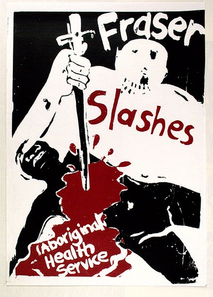 Artist: b'Gibb, Viva Jillian.' | Title: b'Fraser slashes' | Date: 1979 | Technique: b'screenprint, printed in colour, from two stencils' Artist: b'Gibb, Viva Jillian.' | Title: b'Fraser slashes' | Date: 1979 | Technique: b'screenprint, printed in colour, from two stencils'