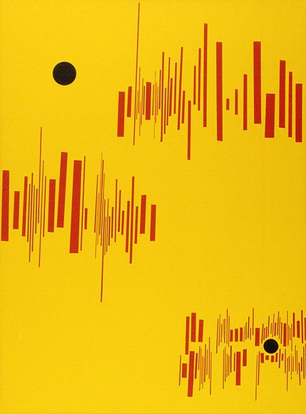 Artist: b'Tilley, Lorna.' | Title: b'(Poster of moon and stripes)' | Date: 1973 | Technique: b'screenprint, printed in colour, from multiple stencils' Artist: b'Tilley, Lorna.' | Title: b'(Poster of moon and stripes)' | Date: 1973 | Technique: b'screenprint, printed in colour, from multiple stencils'