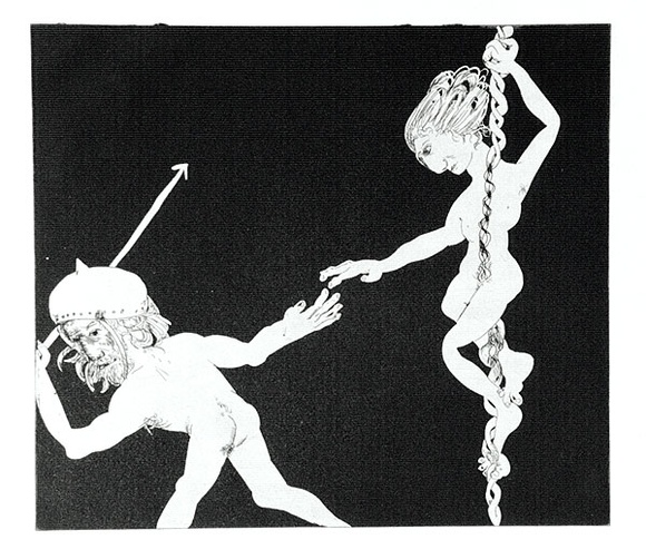 Artist: b'BOYD, Arthur' | Title: b'hoisting herself with a rope...' | Date: (1970) | Technique: b'etching and aquatint, printed in black ink, from one plate' | Copyright: b'Reproduced with permission of Bundanon Trust' Artist: b'BOYD, Arthur' | Title: b'hoisting herself with a rope...' | Date: (1970) | Technique: b'etching and aquatint, printed in black ink, from one plate' | Copyright: b'Reproduced with permission of Bundanon Trust'