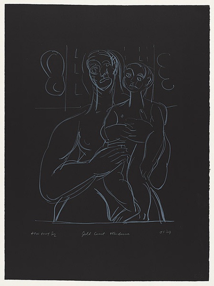 Artist: b'Furlonger, Joe.' | Title: b'Gold Coast madonna' | Date: 1989 | Technique: b'lithograph, printed in grey ink, from one stone' Artist: b'Furlonger, Joe.' | Title: b'Gold Coast madonna' | Date: 1989 | Technique: b'lithograph, printed in grey ink, from one stone'