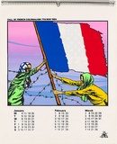 Artist: b'CALLAGHAN, Michael' | Title: b'Calendar: Australian Vietnam Society 1982 Jan-March  (Fall of French colonialism 7th May 1954)' | Date: 1982 | Technique: b'screenprint, printed in colour, from seven stencils'