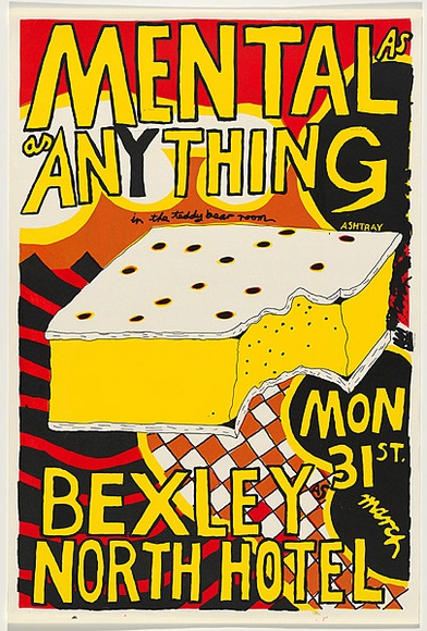 Artist: WORSTEAD, Paul | Title: Mental as anything - Bexley North Hotel | Date: 1980 | Technique: screenprint, printed in colour, from three stencils | Copyright: This work appears on screen courtesy of the artist