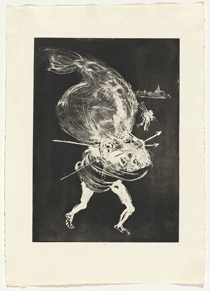 Artist: b'BOYD, Arthur' | Title: b'Death of the unicorn.' | Date: 1973-74 | Technique: b'etching, printed in black ink, from one plate' | Copyright: b'Reproduced with permission of Bundanon Trust' Artist: b'BOYD, Arthur' | Title: b'Death of the unicorn.' | Date: 1973-74 | Technique: b'etching, printed in black ink, from one plate' | Copyright: b'Reproduced with permission of Bundanon Trust'