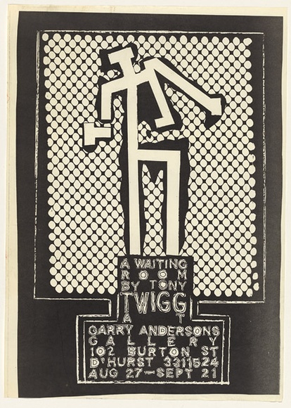 Artist: b'Twigg, Tony.' | Title: b'A waiting room. Garry Anderson Gallery, Sydney' | Date: 1980's | Technique: b'lithograph, printed in black ink, from one plate' | Copyright: b'\xc2\xa9 Tony Twigg. Licensed by VISCOPY, Australia' Artist: b'Twigg, Tony.' | Title: b'A waiting room. Garry Anderson Gallery, Sydney' | Date: 1980's | Technique: b'lithograph, printed in black ink, from one plate' | Copyright: b'\xc2\xa9 Tony Twigg. Licensed by VISCOPY, Australia'