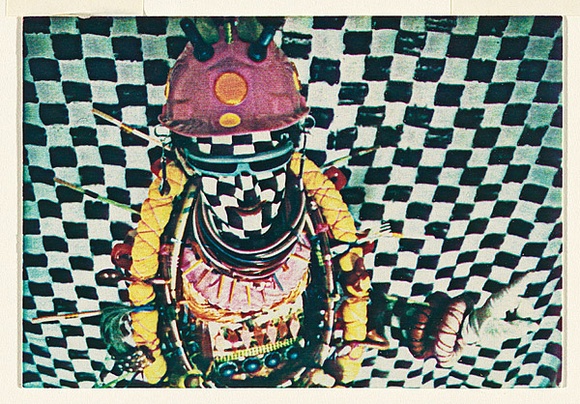 Artist: McDiarmid, David. | Title: not titled [Afro-American with necklaces]: postcard from the series Urban Tribalwear. | Date: (1980) | Technique: photocopy, printed in colour | Copyright: Courtesy of copyright owner, Merlene Gibson (sister)