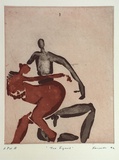Artist: Fransella, Graham. | Title: Two figures | Date: 1992 | Technique: aquatint, printed in colour, from two plates | Copyright: Courtesy of the artist