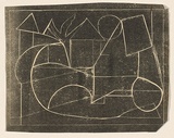 Title: The red bridge | Date: c. 1955 | Technique: screenprint, printed in black ink, from one stencil