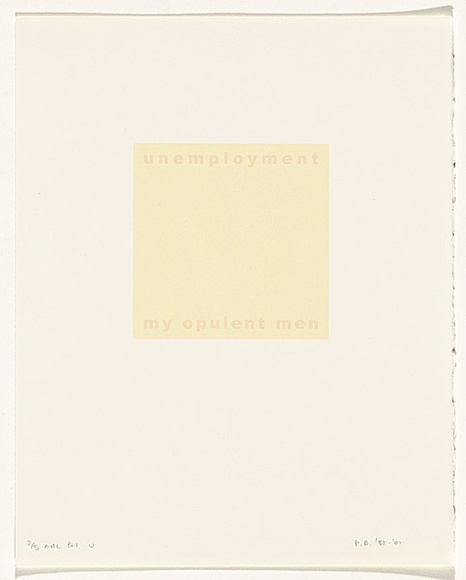 Artist: b'Burgess, Peter.' | Title: b'unemployment: my opulent men.' | Date: 2001 | Technique: b'computer generated inkjet prints, printed in colour, from digital files'