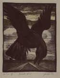 Artist: Watt, Yvette. | Title: Black bird | Date: 1992, February | Technique: lithograph, printed in colour, from multiple stones