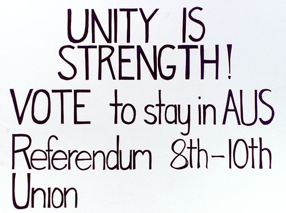 Artist: b'Bolt, Steve.' | Title: b'Unity is strength.' | Date: 1978 | Technique: b'screenprint, printed in black ink, from one stencil' Artist: b'Bolt, Steve.' | Title: b'Unity is strength.' | Date: 1978 | Technique: b'screenprint, printed in black ink, from one stencil'