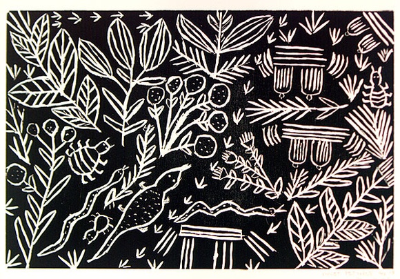 Artist: b'Petyarre, Violet.' | Title: b'not titled [No.8]' | Date: 1990 | Technique: b'woodcut, printed in black ink, from one block'
