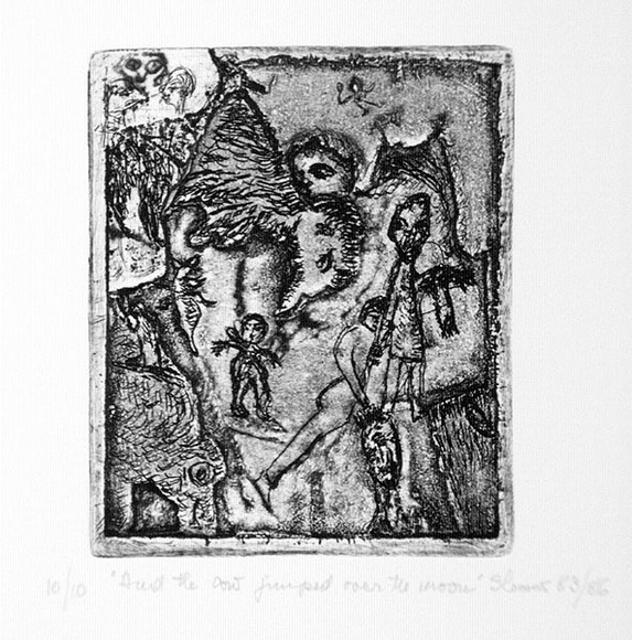 Artist: b'Shearer, Mitzi.' | Title: b'And the cow jumped over the moon' | Date: 1983