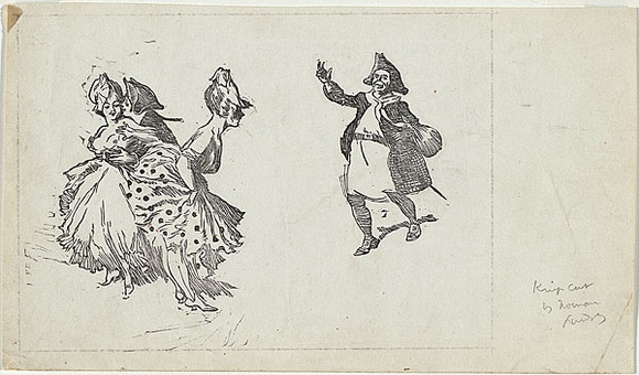 Artist: b'Lindsay, Norman.' | Title: b'(Sailors & Wenches)' | Date: (1898) | Technique: b'woodcut, printed in black ink, from one block' Artist: b'Lindsay, Norman.' | Title: b'(Sailors & Wenches)' | Date: (1898) | Technique: b'woodcut, printed in black ink, from one block'