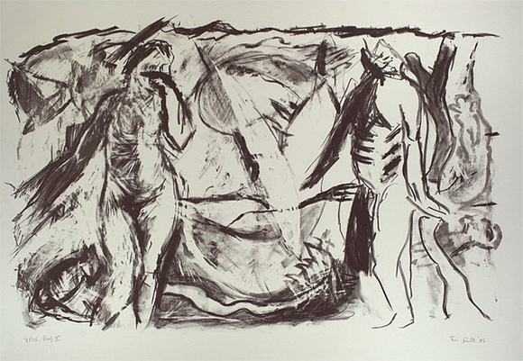 Artist: b'Smith, Tim.' | Title: b'Adam and Eve' | Date: 1986, December | Technique: b'lithograph, printed in black ink, from one stone' Artist: b'Smith, Tim.' | Title: b'Adam and Eve' | Date: 1986, December | Technique: b'lithograph, printed in black ink, from one stone'
