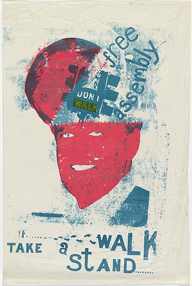 Artist: b'Cowper, Martin.' | Title: b'Free assembly ... if ... walk, take a stand ...' | Date: 1977 | Technique: b'screenprint, printed in colour, from three stencils' Artist: b'Cowper, Martin.' | Title: b'Free assembly ... if ... walk, take a stand ...' | Date: 1977 | Technique: b'screenprint, printed in colour, from three stencils'